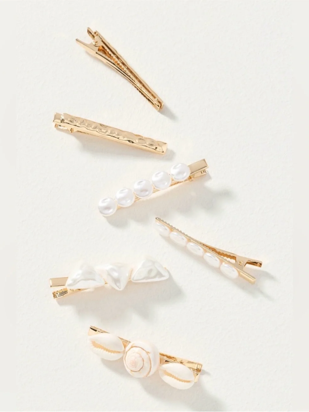 Anthropologie pearl and shell Clip Set
